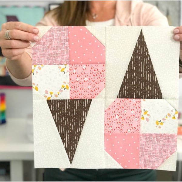 Ice Cream Cone Quilt Block Pattern - PDF Includes instructions for 6 inch and 12 inch Finished Blocks