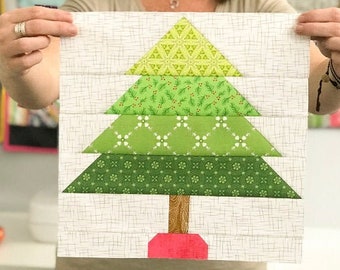 Christmas Tree Block Pattern - PDF Includes instructions for 6 inch and 12 inch Finished Blocks