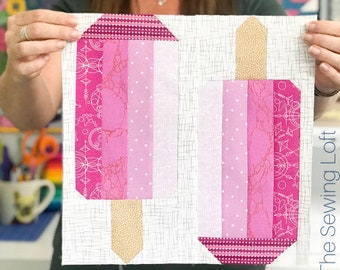 Ice Pop Quilt Block Pattern - PDF Includes instructions for 6 inch and 12 inch Finished Blocks