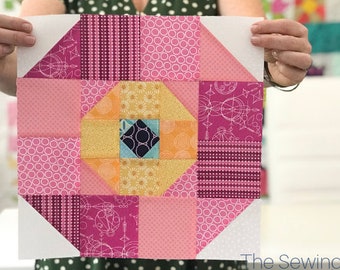 Blooming Lily Quilt Block Pattern - PDF Includes instructions for 6 inch and 12 inch Finished Blocks