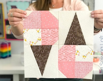 Ice Cream Cone Quilt Block Pattern - PDF Includes instructions for 6 inch and 12 inch Finished Blocks