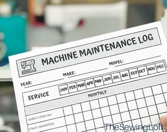 Machine Maintenance Log Printable Pack (pdf download, template, productivity tool, sewing machine maintenance)