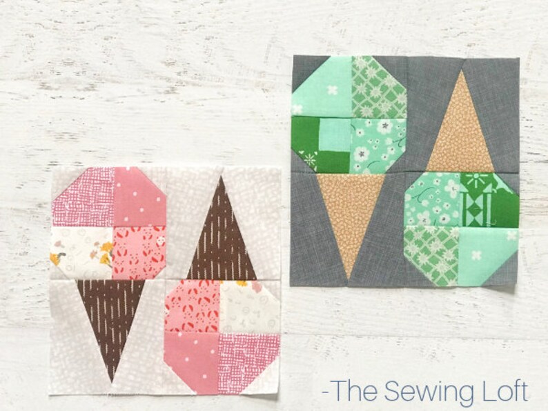 Ice Cream Cone Quilt Block Pattern PDF Includes Instructions Etsy