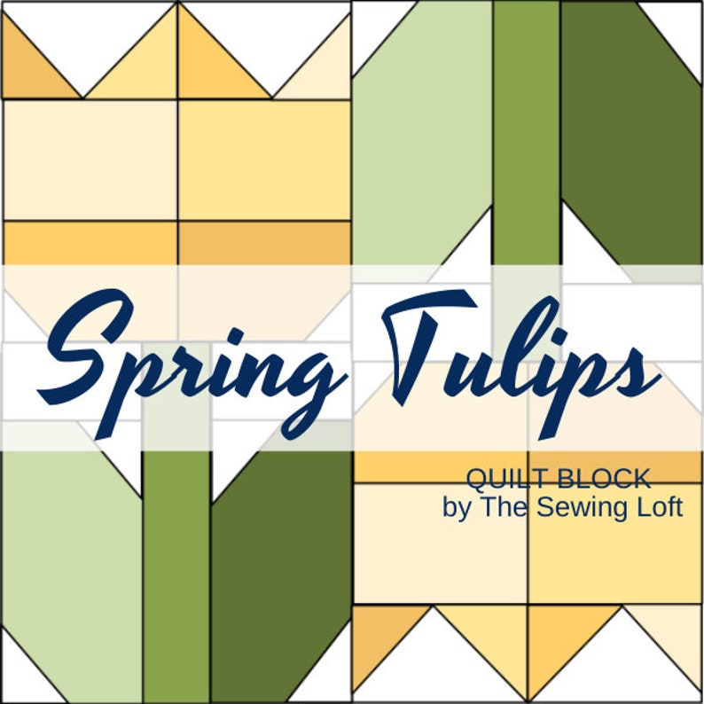 Spring Tulips Quilt Block Pattern PDF Includes instructions for 6 inch and 12 inch Finished Blocks image 3