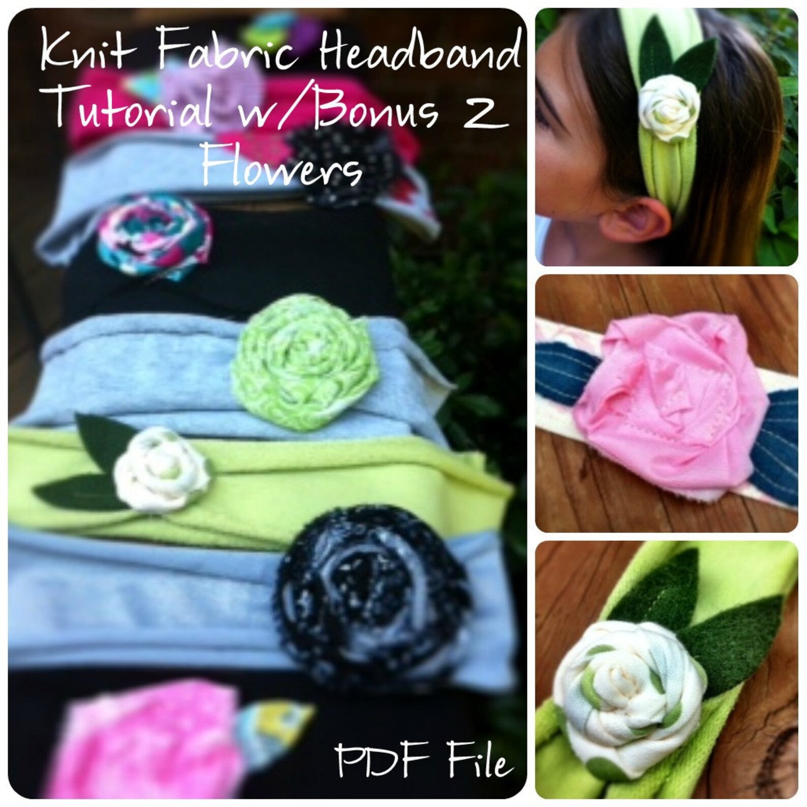 Knit Fabric Headband & Flower Tutorial How to PDF Pattern Etsy