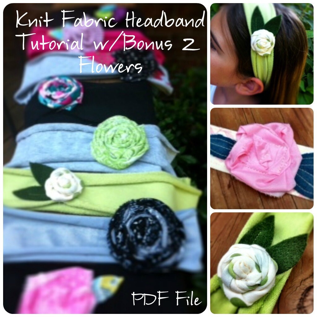 Knit Fabric Headband & Flower Tutorial How to PDF Pattern Etsy