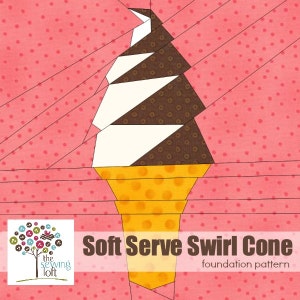 Soft Serve Swirl Ice Cream Cone Paper Pieced Pattern