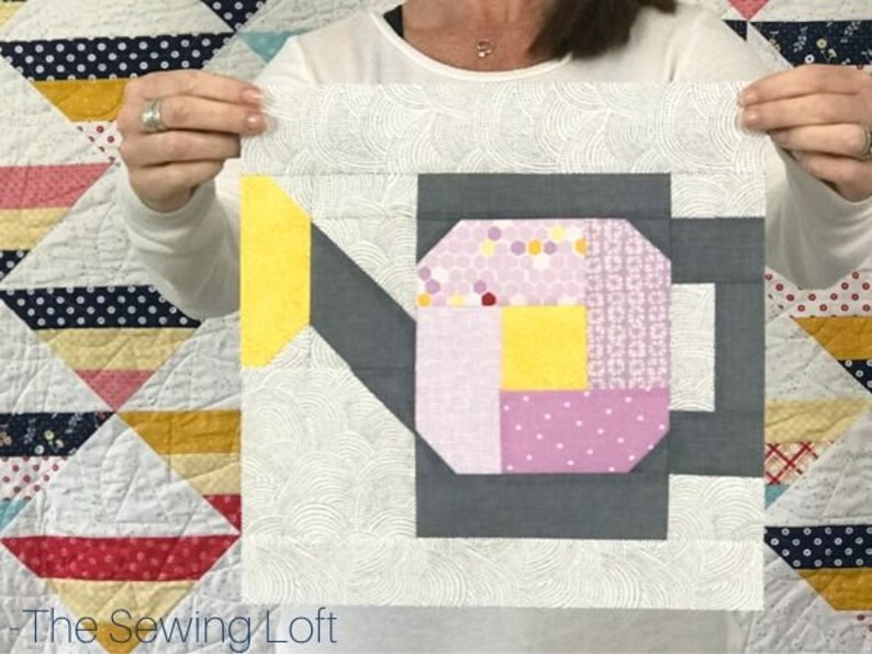 Watering Can Quilt Block Pattern PDF Includes instructions for 6 inch and 12 inch Finished Blocks image 4