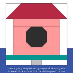 Birdhouse Quilt Block Pattern – 6 and 12 Inch Sizes (PDF Pattern)