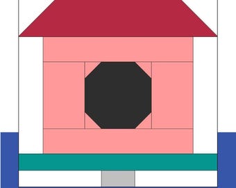 Birdhouse Quilt Block Pattern – 6 and 12 Inch Sizes (PDF Pattern)