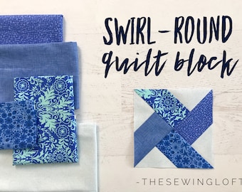 Swirl-Round Quilt Block Pattern – 6 and 12 Inch (PDF Pattern)
