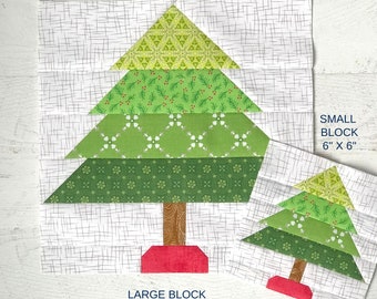 Christmas Tree Quilt Block Pattern – 6 and 12 Inch (PDF Pattern)