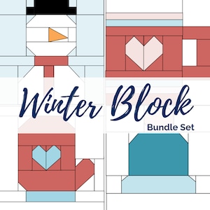 Winter Quilt Block Bundle Pack - PDF Includes instructions for 6 inch and 12 inch Finished Blocks