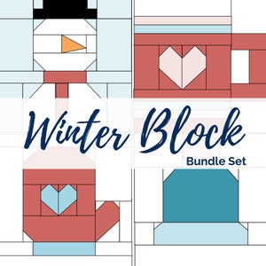 Winter Quilt Block Bundle Pack - PDF Includes instructions for 6 inch and 12 inch Finished Blocks