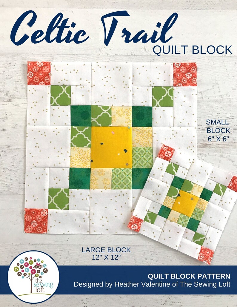 Celtic Trail Quilt Block Pattern PDF Includes instructions for 6 inch and 12 inch Finished Blocks image 2