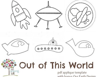 Out Of This World Applique Template Design Pack -PDF File Downloads INSTANTLY