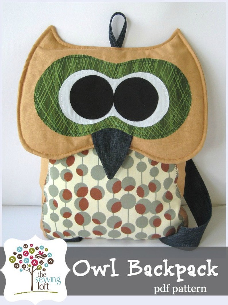 Owl Backpack Pattern INSTANT Download PDF File image 1