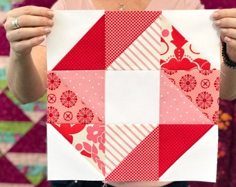 Pinwheel Star Quilt Block Pattern - PDF Includes instructions for 3 inch, 6 inch and 12 inch Finished Blocks