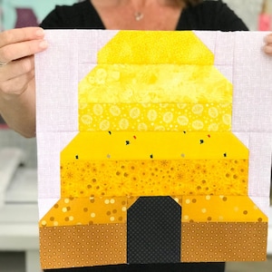 Honeybee Hive Quilt Block Pattern - PDF Includes instructions for 6 inch and 12 inch Finished Blocks