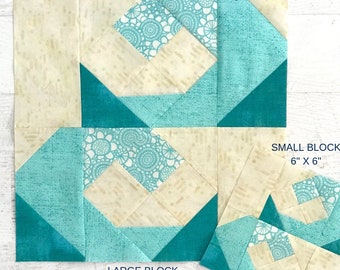 Waves Quilt Block Pattern - PDF Includes instructions for 6 inch and 12 inch Finished Blocks