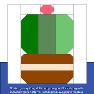 Desert Cactus Quilt Block Pattern - 6 and 12 Inch (PDF Pattern)