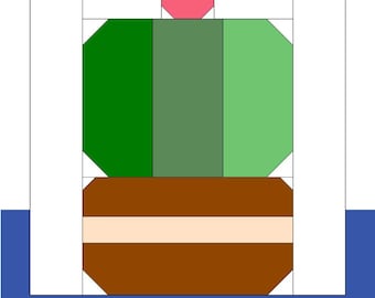 Desert Cactus Quilt Block Pattern - 6 and 12 Inch (PDF Pattern)