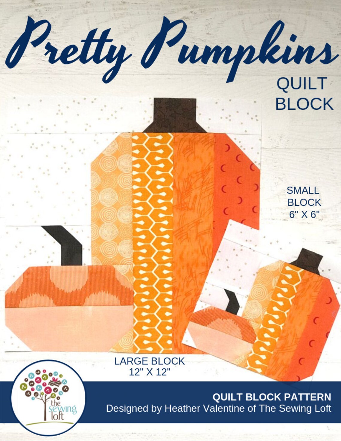 Pumpkin Quilt Block Pattern – 6 and 12 Inch (PDF Pattern) - Etsy