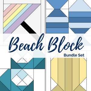 Beach Quilt Block Bundle Pack - PDF Includes instructions for 6 inch and 12 inch Finished Blocks