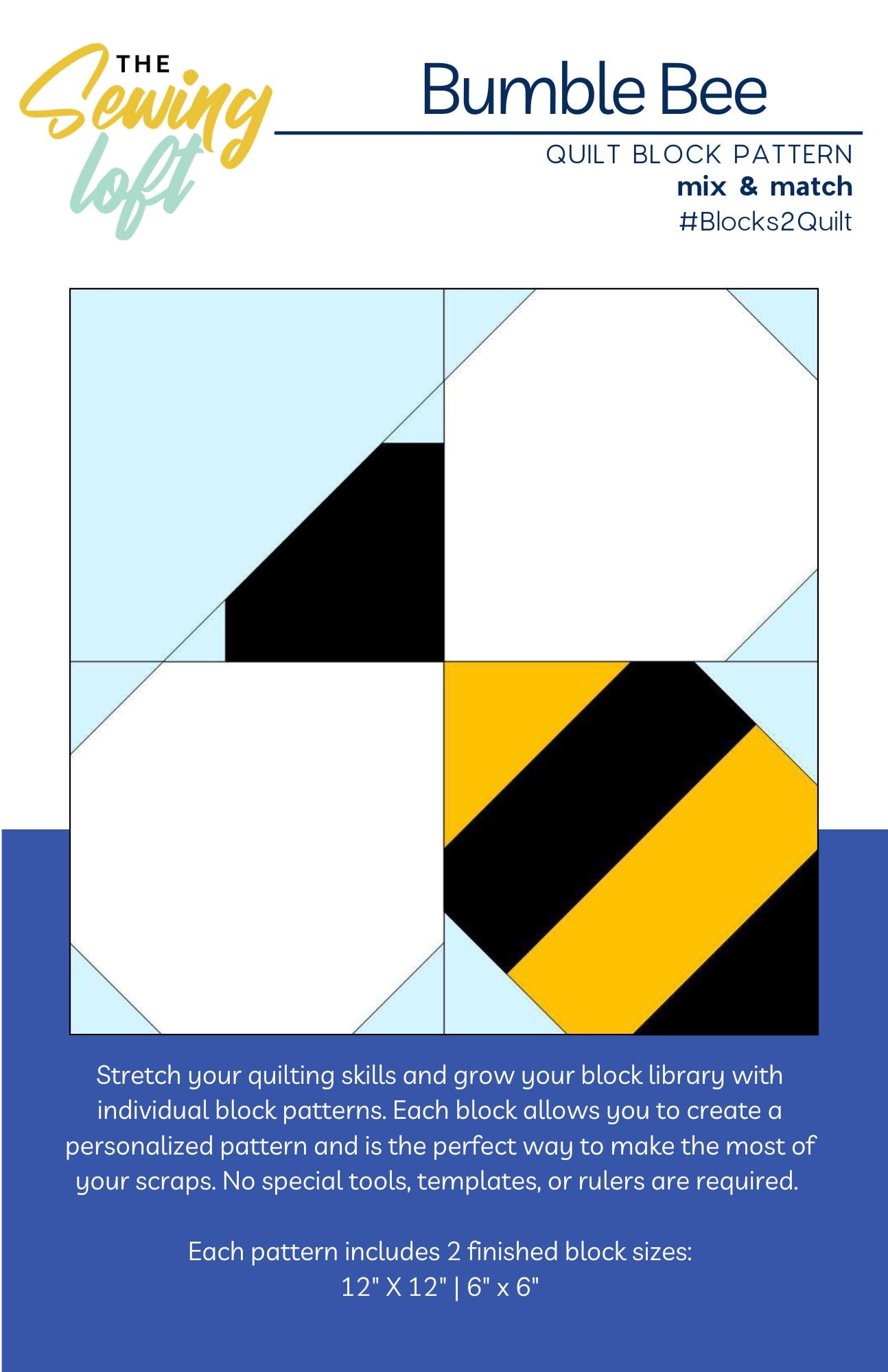Bumble Bee Quilt Block Pattern – 6 and 12 Inch (PDF Pattern) - Etsy