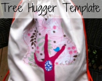 Tree Hugger Fabric Applique Template -PDF File Downloads INSTANTLY