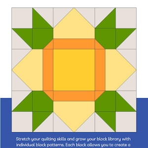 Daffodil Flower Quilt Block Pattern – Beginner Sewing (PDF Pattern)