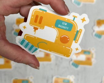 Sew Naughty Sticker Quilting Sticker Sewing Waterbottle sticker Craft Sticker Fabric Decal Cross Stitch Sticker