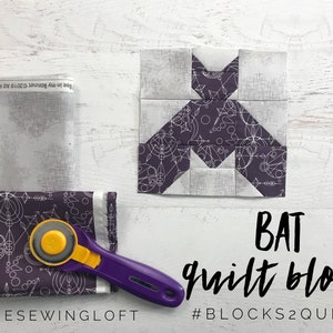 Halloween Bat Block Pattern - PDF Includes instructions for 6 inch and 12 inch Finished Blocks