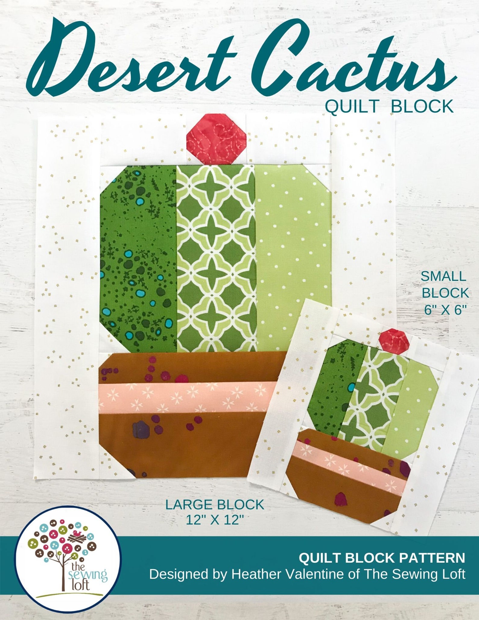 Desert Cactus Quilt Block Pattern PDF Includes Instructions Etsy