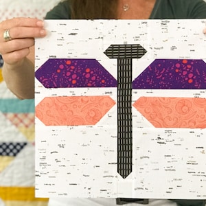 Dragonfly Quilt Block Pattern - PDF Includes instructions for 6 inch and 12 inch Finished Blocks