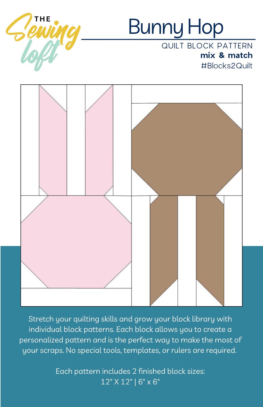 Bunny Hop Quilt Block Pattern – 6 and 12 Inch (PDF Pattern) - Etsy