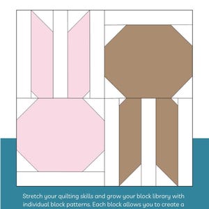 Bunny Hop Quilt Block Pattern – 6 and 12 Inch (PDF Pattern)