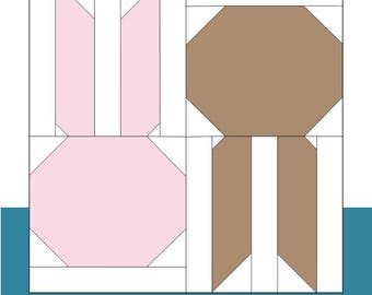Bunny Hop Quilt Block Pattern – 6 and 12 Inch (PDF Pattern)