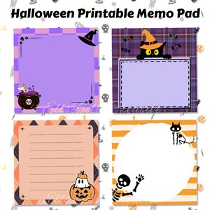 Halloween-Themed Printable Memo Pad, 3x3 inches, Digital Download, Cute Halloween Stationery, Spooky Printable Notepad, Sticky Note Template