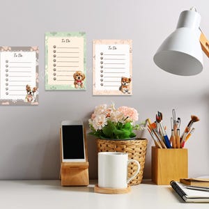 Puppy-themed Printable Notepad A6, Digital Stationery, 4 Adorable ...