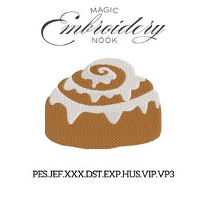 Cinnamon Roll Embroidery Design . Cute Bakery Pastry Stitch for Towels and Aprons. Pastry Motif perfect for cozy winter embroidery projects.
