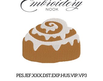 Cinnamon Roll Embroidery Design . Cute Bakery Pastry Stitch for Towels and Aprons. Pastry Motif perfect for cozy winter embroidery projects.