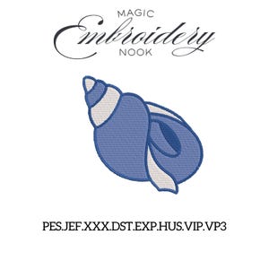 Blaue Muschel Digitale Stickdatei. Stickdatei Maritim. Conch Design Stickerei. Im Muschel Design.