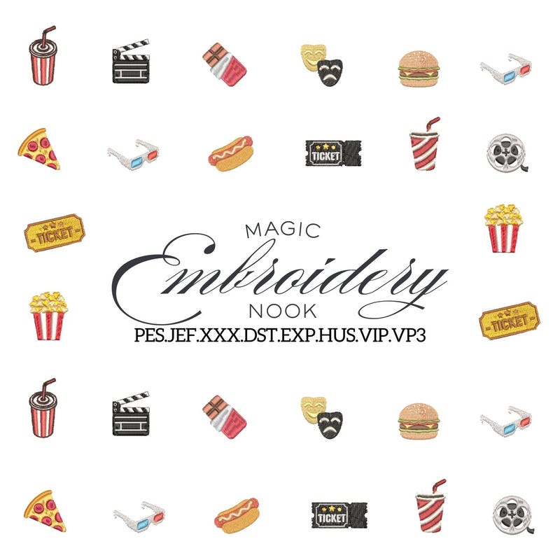 Movie Embroidery Icons - Etsy UK