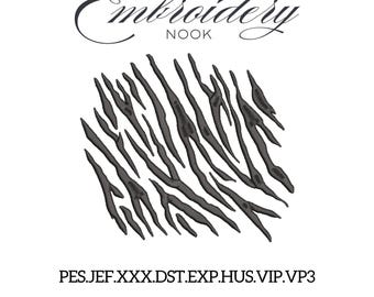 Zebra Print Embroidery Design. Tropical Safari Animal Pattern for Jungle Holiday Machine Embroidery. Exotic Stripes Stitch Digital Design.