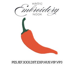Chili pepper digital Embroidery File. Spicy Red Pepper Digital Stitch. Summer Embroidery. hot and spicy Chilli pepper.Fun Kitchen Embroidery