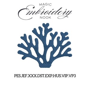 Może przedstawiać: Granatowy wzór haftu koralowego na białym tle. Tekst "MAGIC Embroidery NOOK" znajduje się nad wzorem koralowca. Poniżej typy plików: PES.JEF.XXX.DST.EXP.HUS.VIP.VP3.
