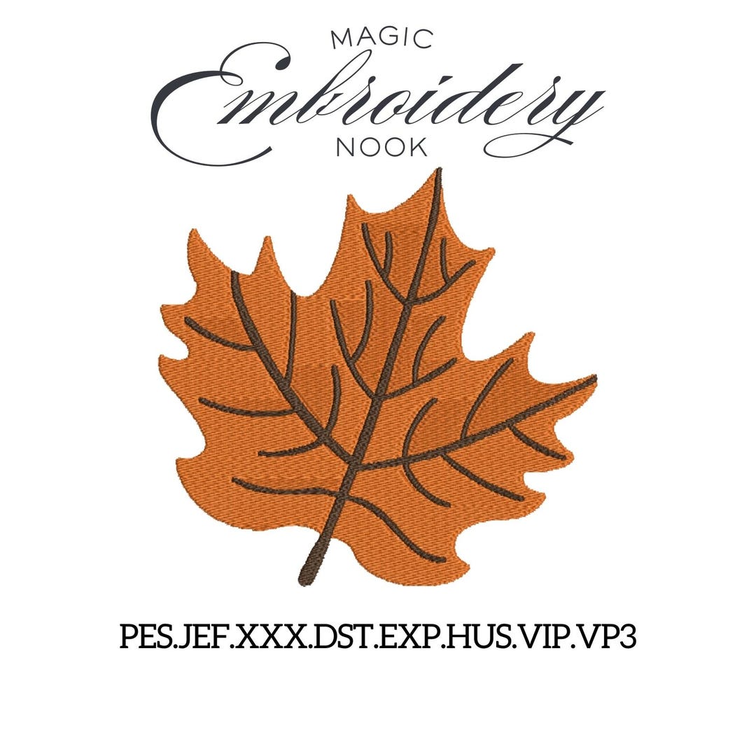 Maple Leaf Embroidery Design. Classic Autumn Leaf Pattern for Fall ...