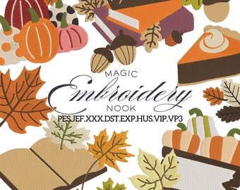 Deluxe Autumn Embroidery Bundle. Cozy Fall Collection for Thanksgiving and Seasonal Decor. Fall Aesthetic Machine Embroidery Designs.