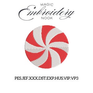Peppermint Candy Silhouette Embroidery Design. Christmas Peppermint Embroidery File for Machine Embroidery. Holiday Candy Embroidery .